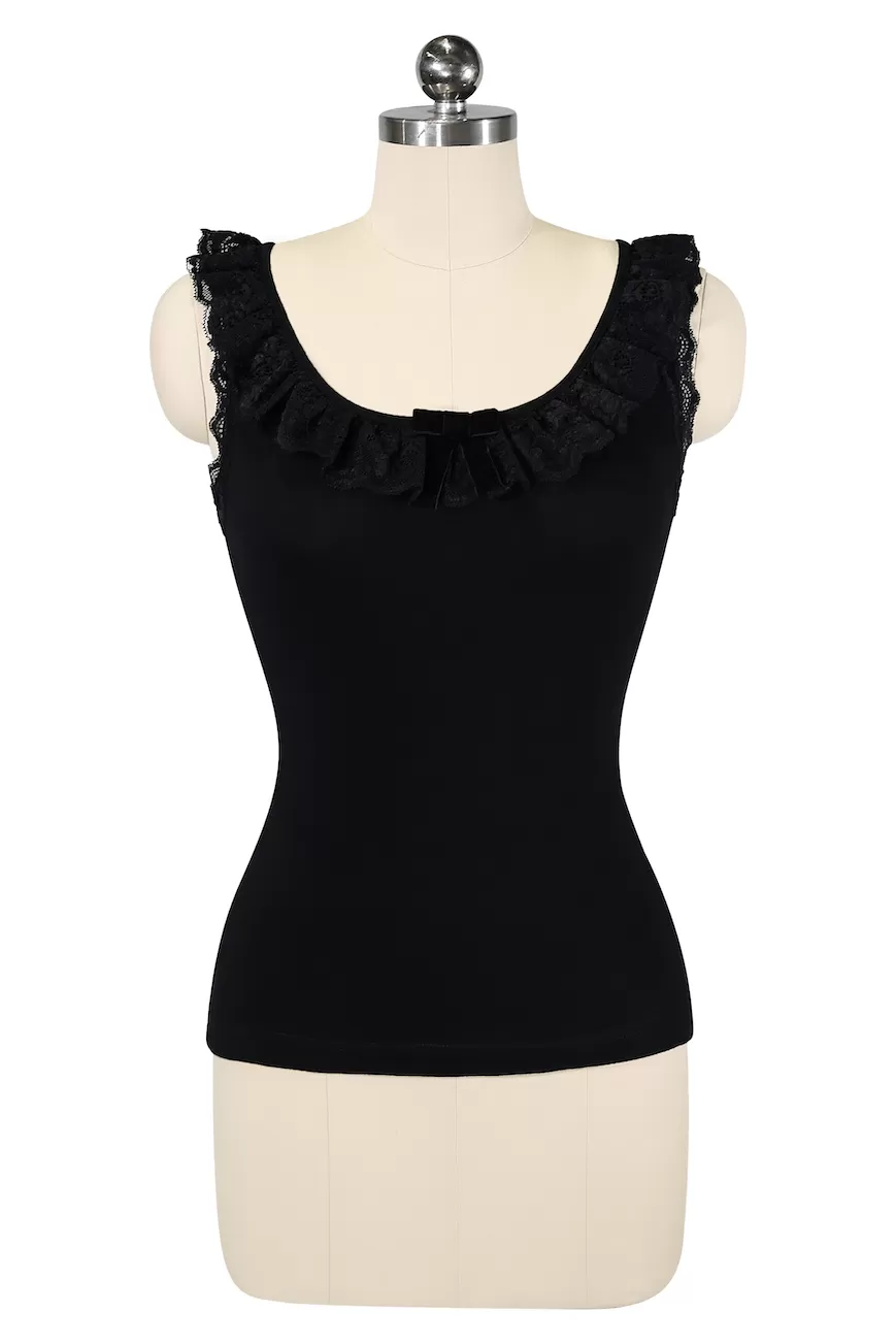 D'Amour Madam Ruffle Singlet (Black)