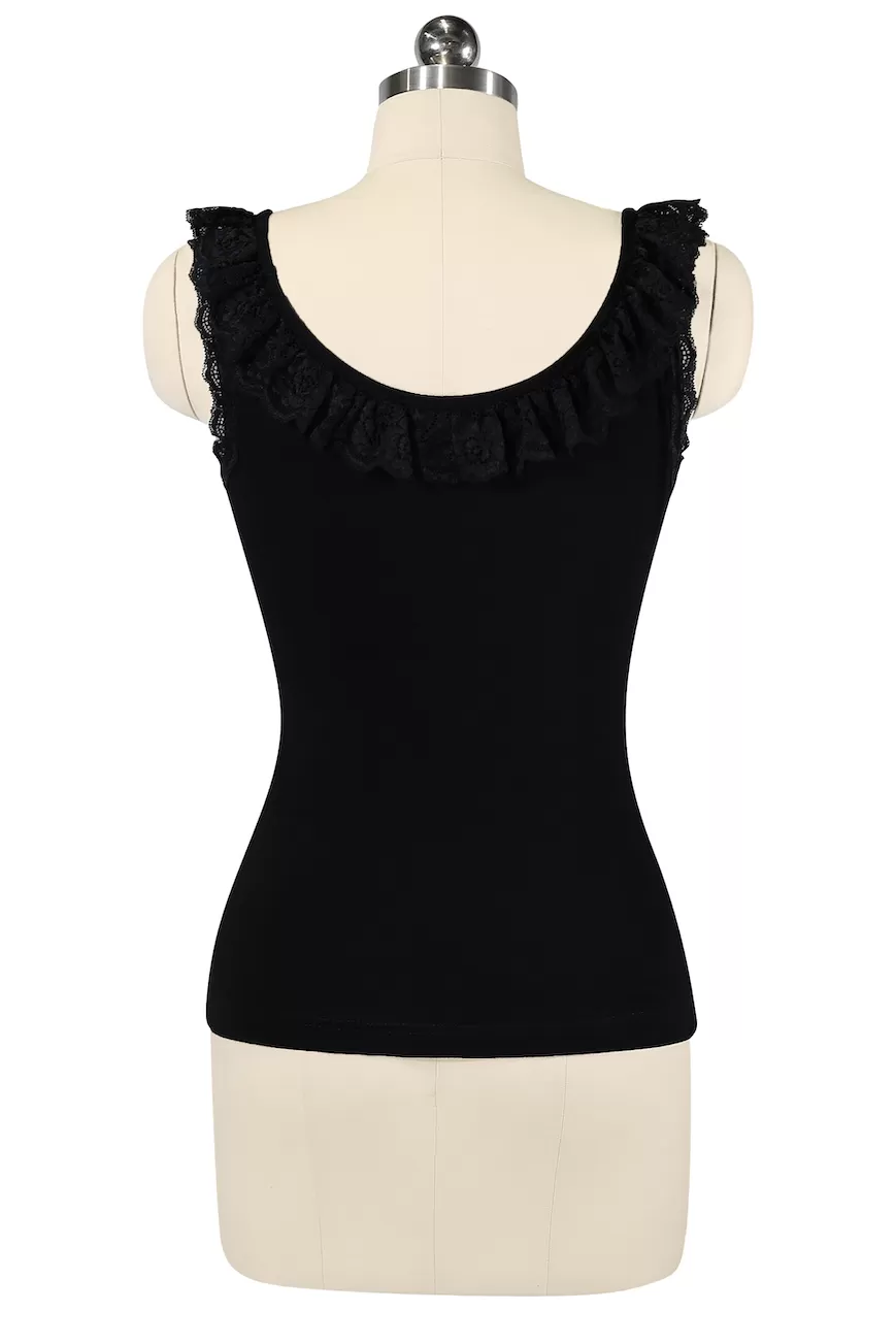 D'Amour Madam Ruffle Singlet (Black)