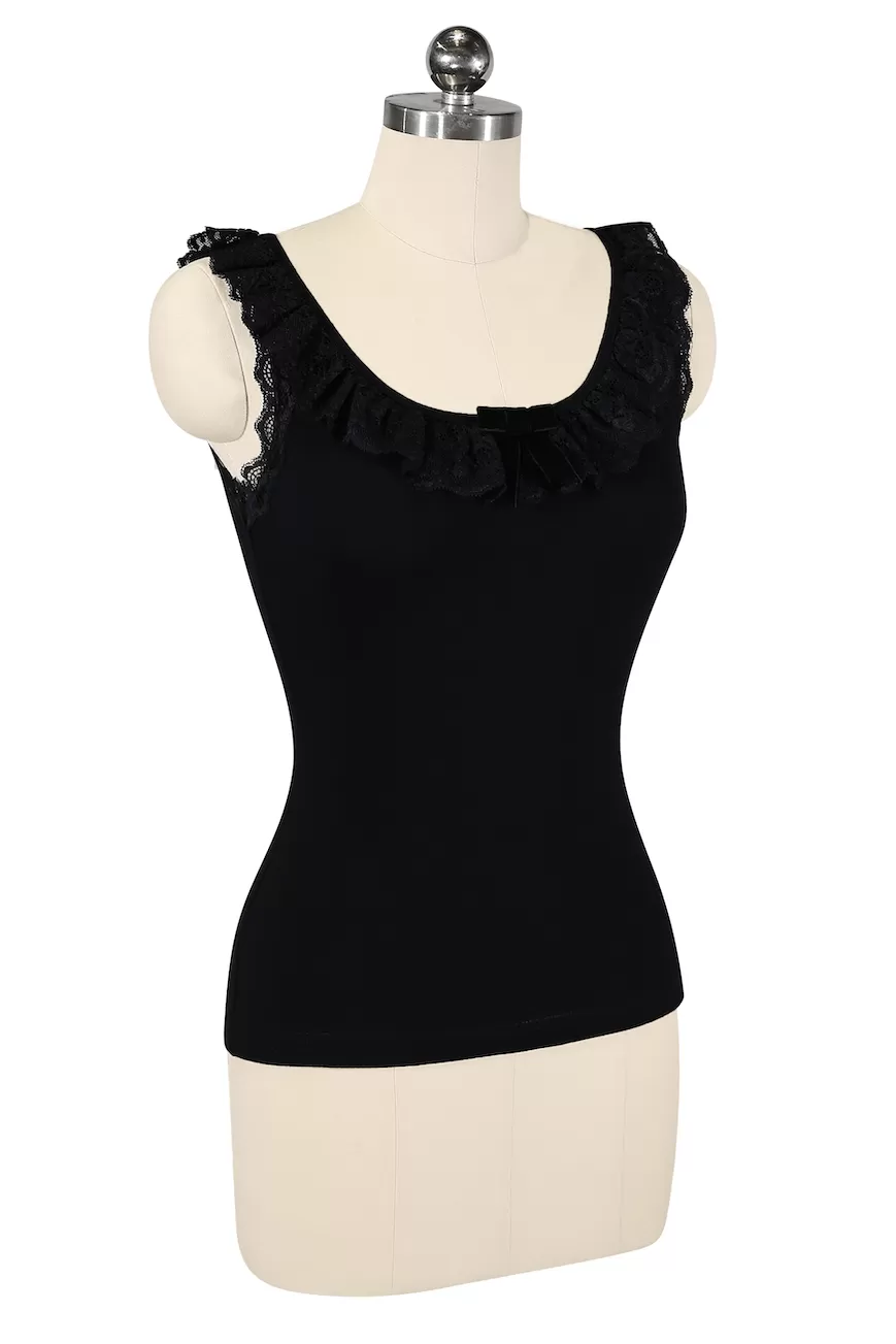 D'Amour Madam Ruffle Singlet (Black)