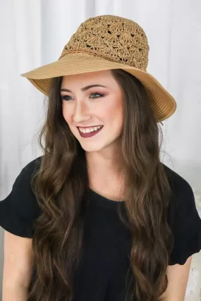 Dark Sand Crochet Straw Hat