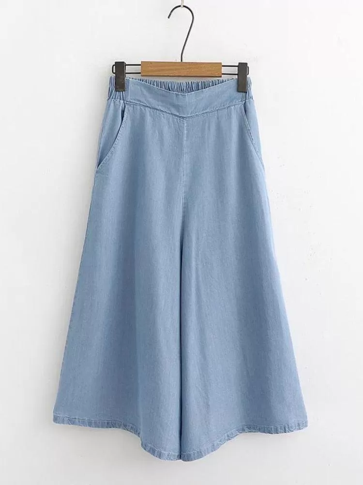 Denim Jeans Wide Leg Pants