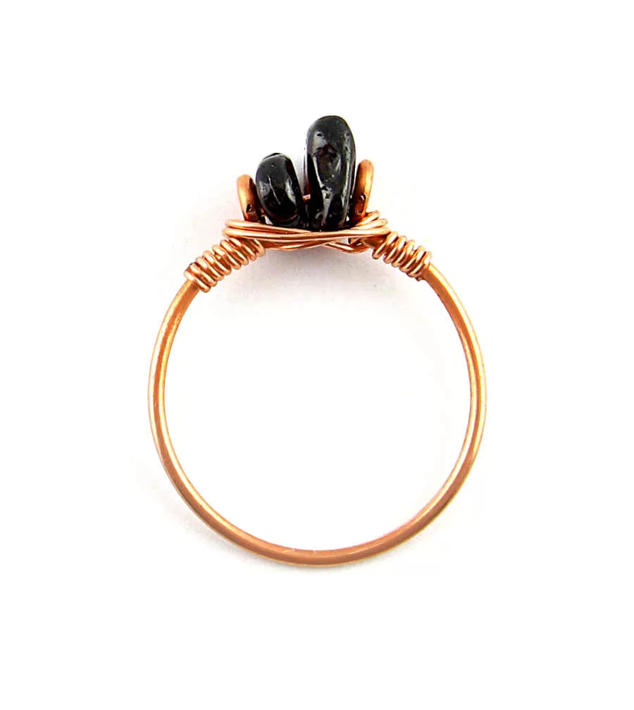 Double Gemstone Stackable Rings, Copper Wire-Wrapped, Handmade