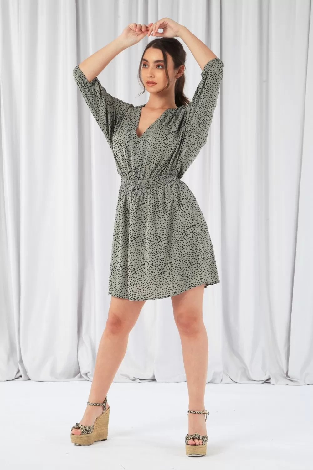 Double Second Animal Print Relaxed Shoulder Dress