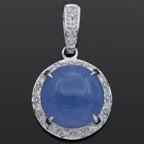 Effy BH 14K White Gold Chalcedony & 0.34 TCW Diamond Round Pendant