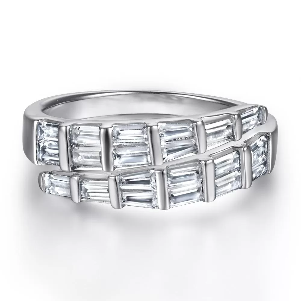 Emerald Cut 925 Sterling Silver Wedding Band