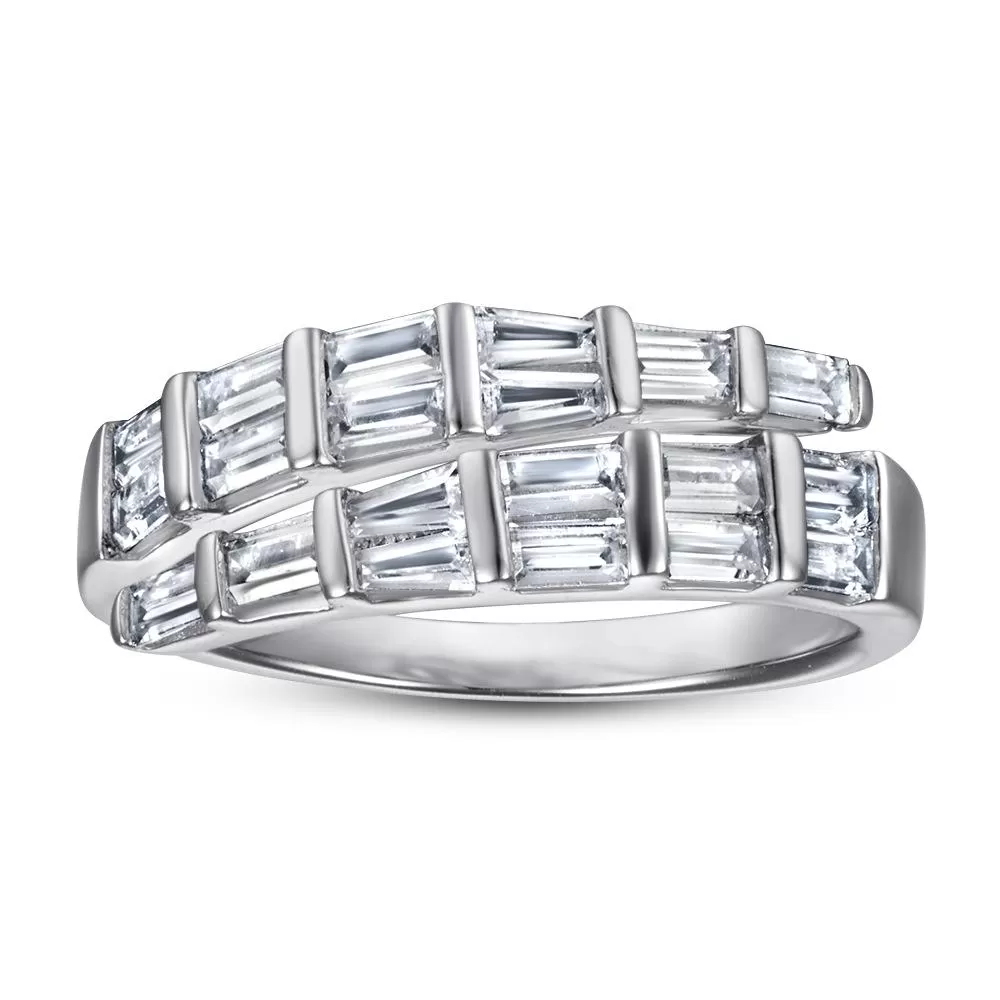 Emerald Cut 925 Sterling Silver Wedding Band