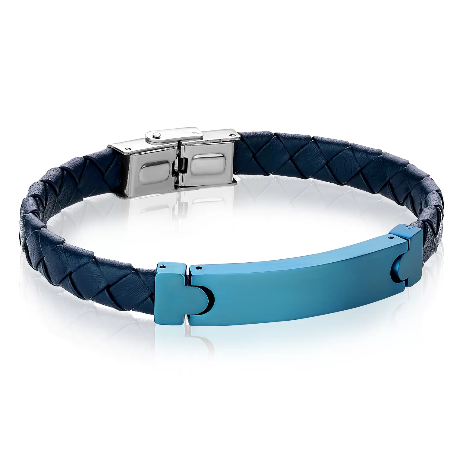 Engravable - Stainless Steel Leather ID Bracelet