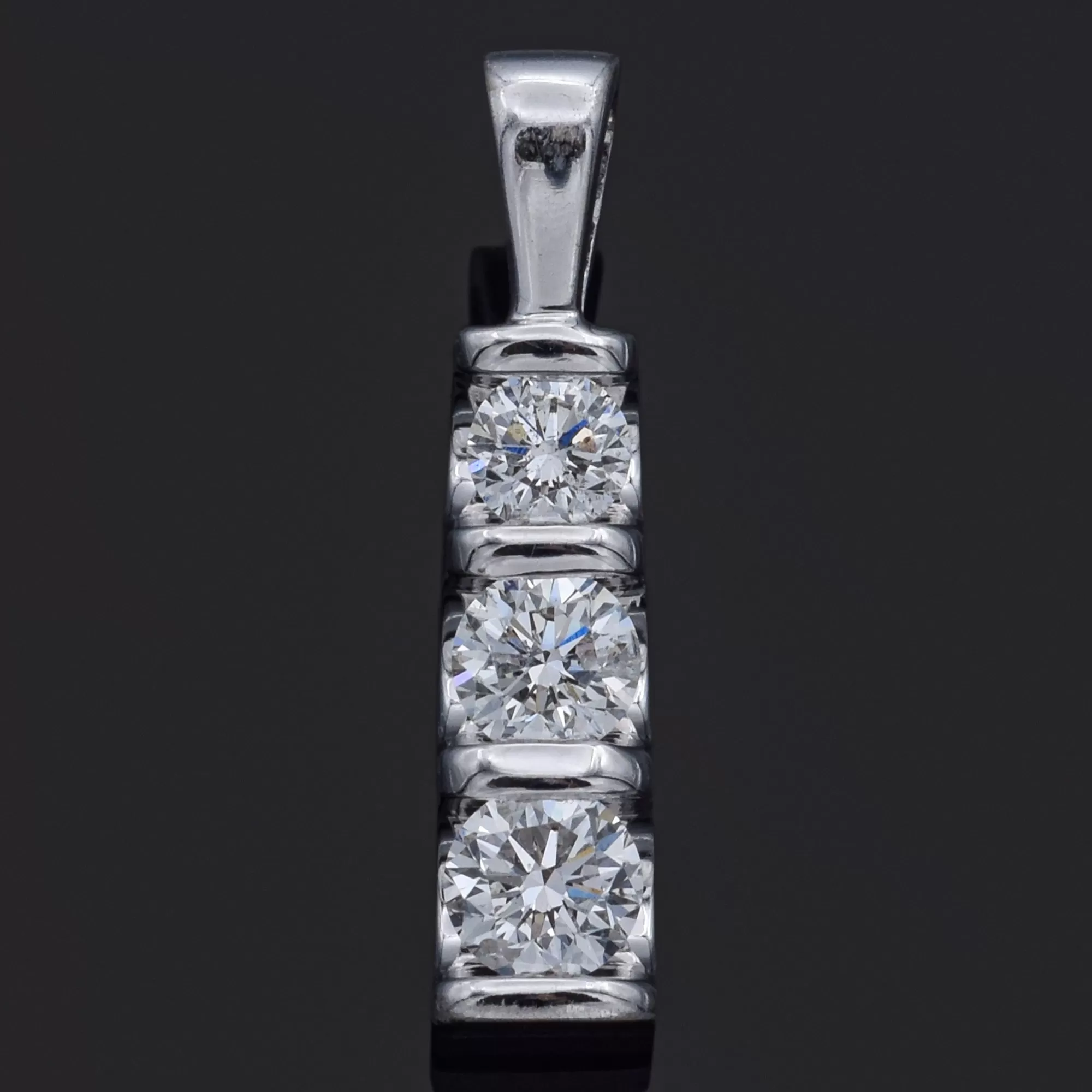 Estate 0.49 TCW Diamond 14K White Gold Three-Stone Journey Pendant