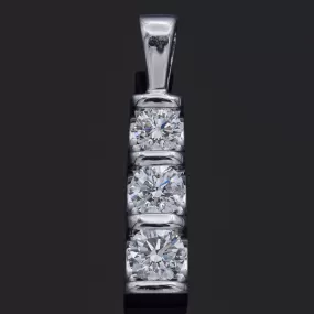 Estate 0.49 TCW Diamond 14K White Gold Three-Stone Journey Pendant