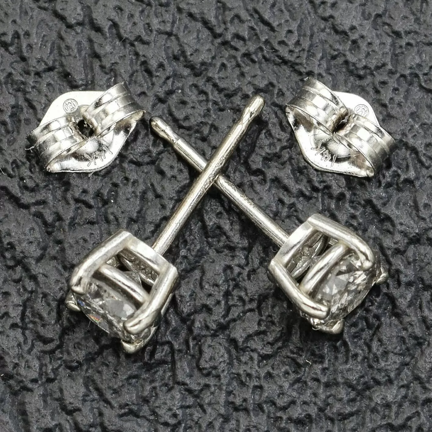 Estate 14K White Gold 0.74 TCW Diamond Round Stud Earrings 4.6 mm