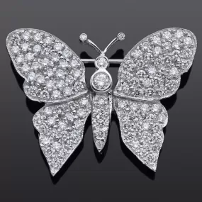 Estate 2.26 TCW Diamond 18K White Gold Butterfly Brooch Pin