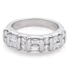 Estate Platinum 1.06 TCW Diamond Two-Row Band Ring Size 5.75