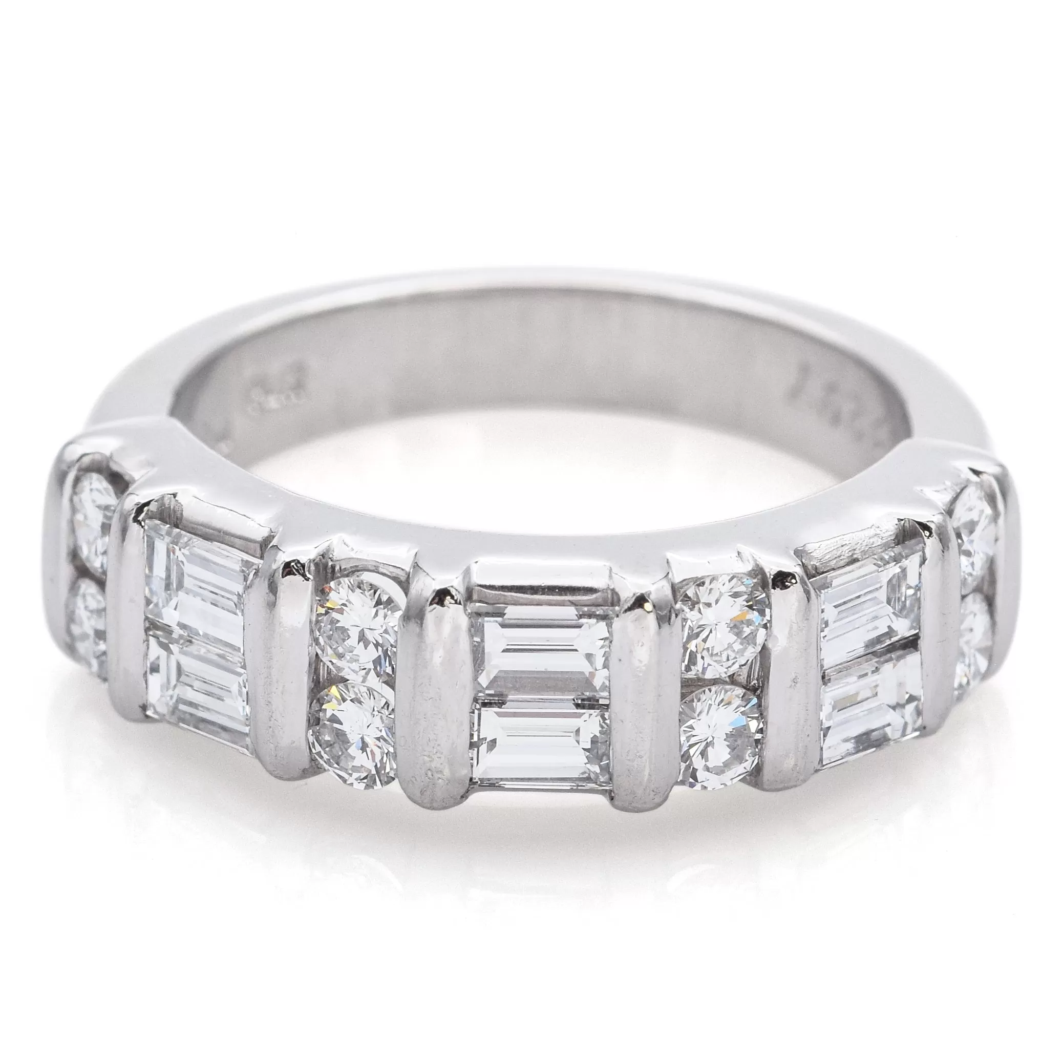 Estate Platinum 1.06 TCW Diamond Two-Row Band Ring Size 5.75