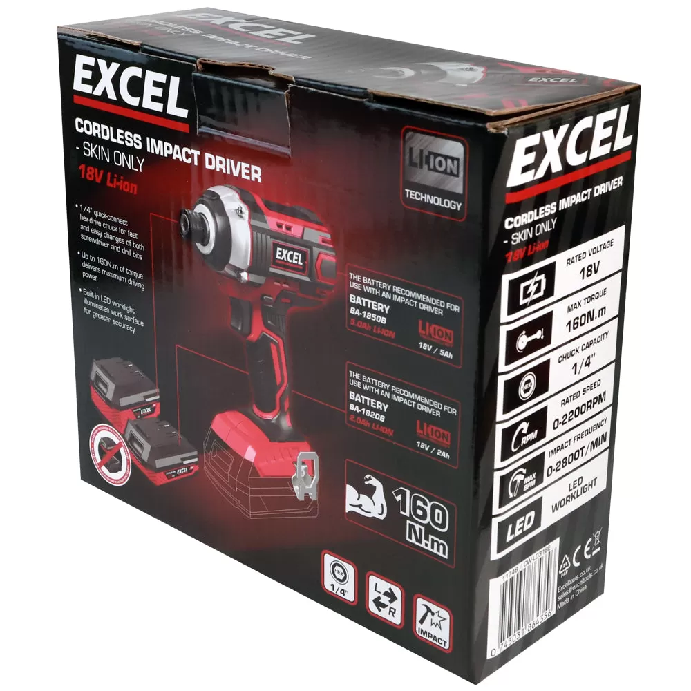 Excel 18V Cordless 1/4" Impact Driver Body Only (Battery & Charger Not Included)