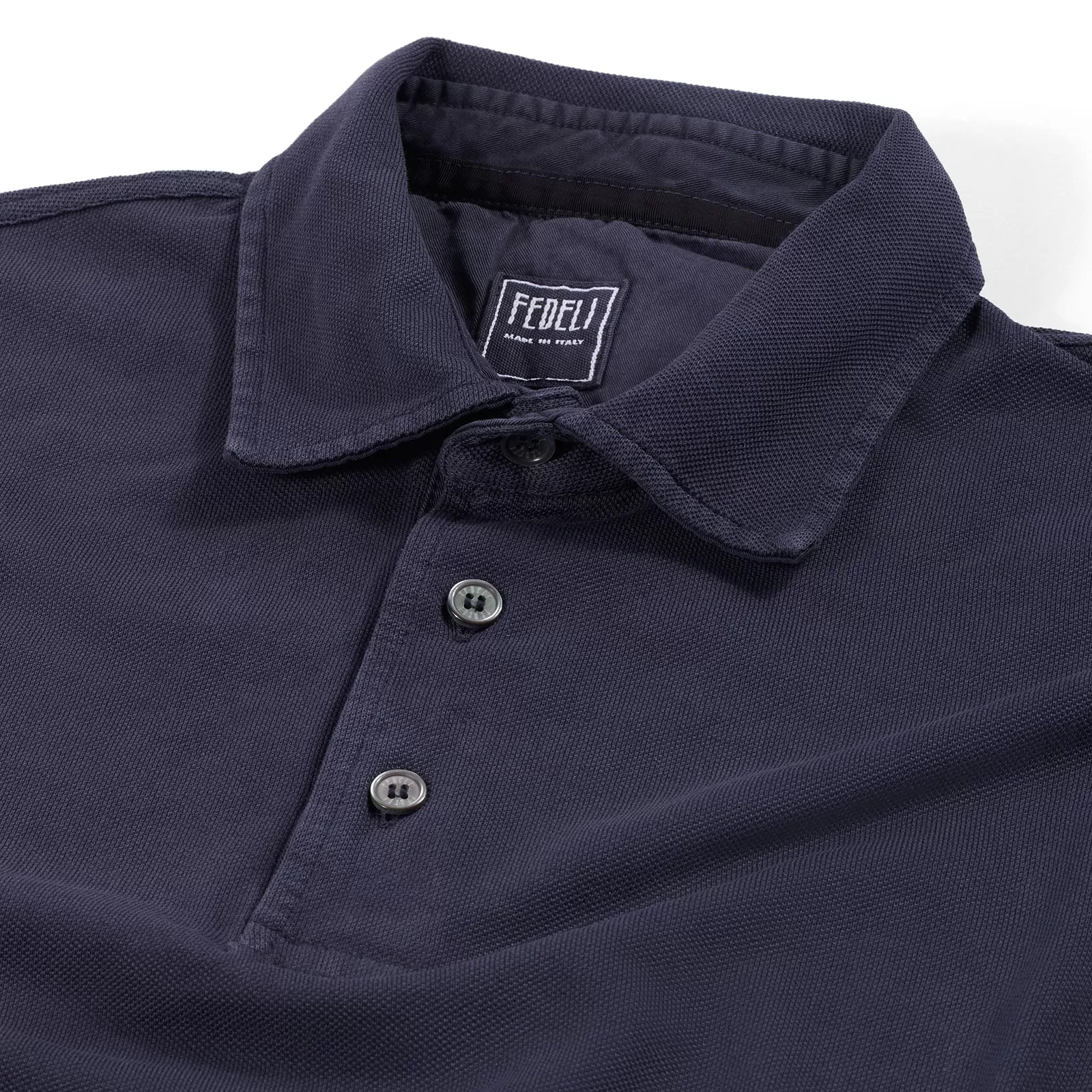 Fedeli Classic Short Sleeve Knitted Piqué Polo Shirt in Midnight Blue