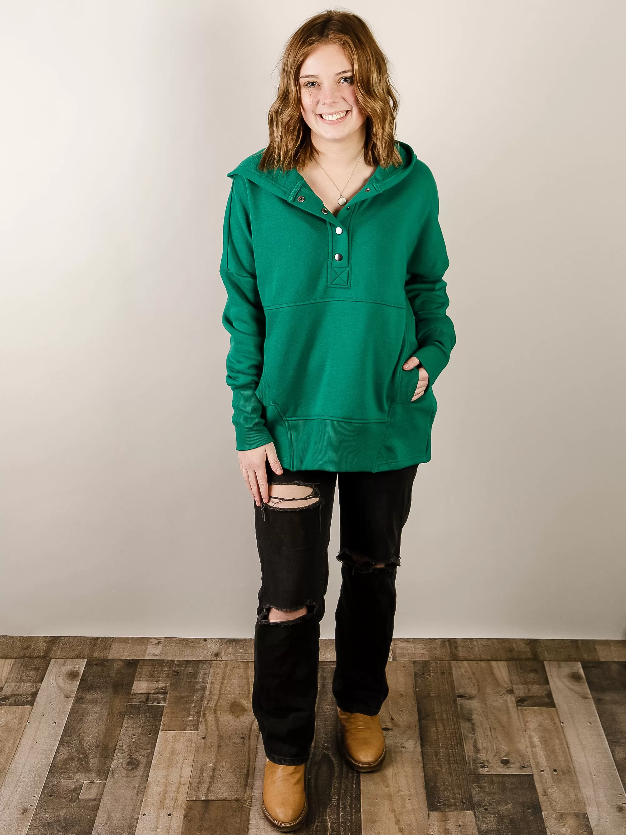 Forest Green Kangaroo Pocket Pullover