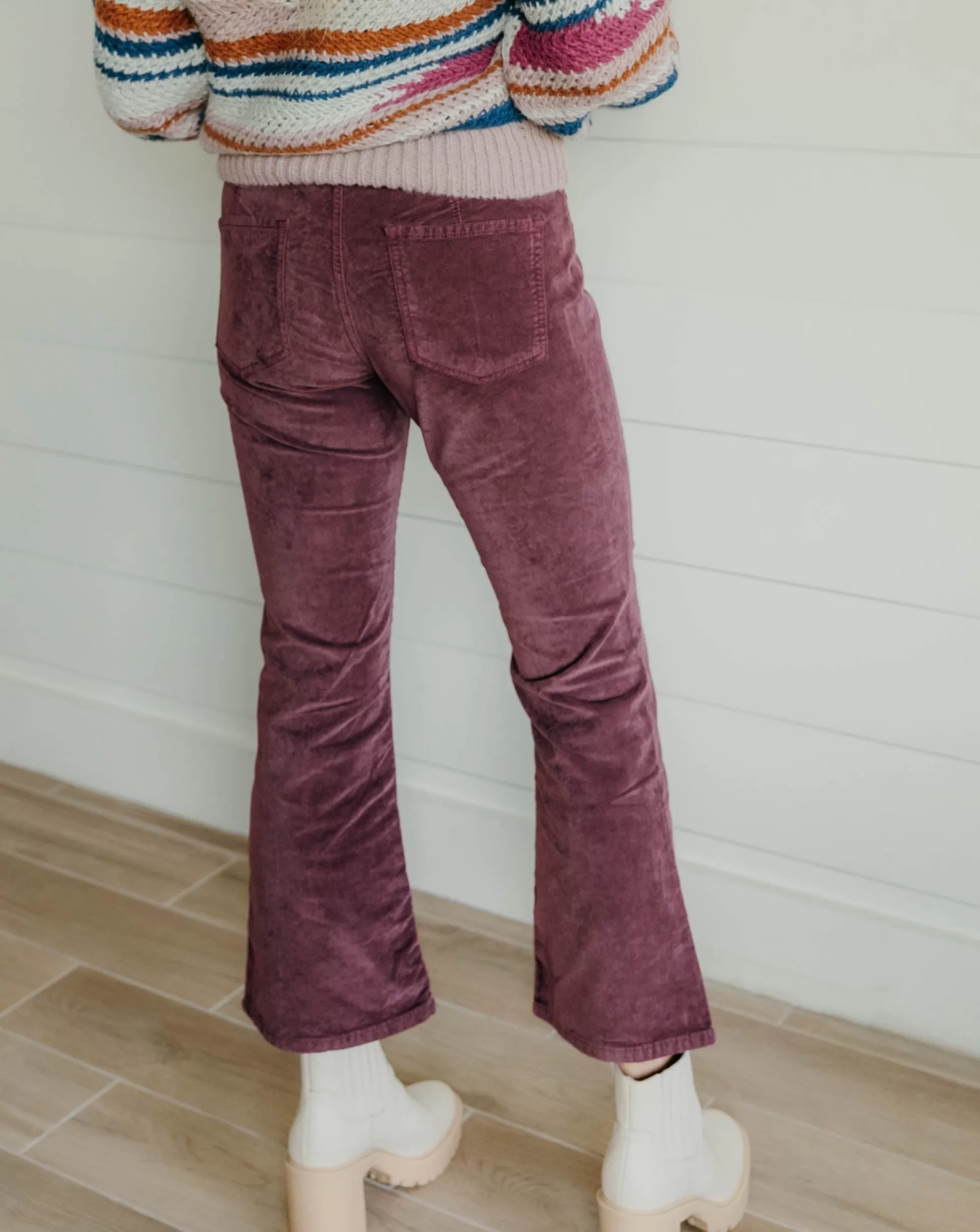 Free People In My Feelings Velvet Crop Slim Flare Pants