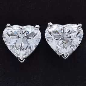 GIA Certified 2.20 TCW Heart Cut Lab Diamond 14K White Gold Stud Earrings E VS1