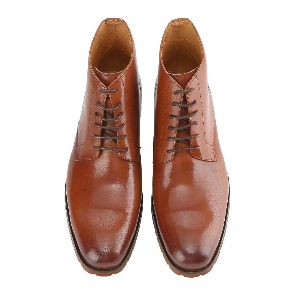 Gino Vitale Men's Handcrafted Genuine Leather Lace-Up Dress Boot