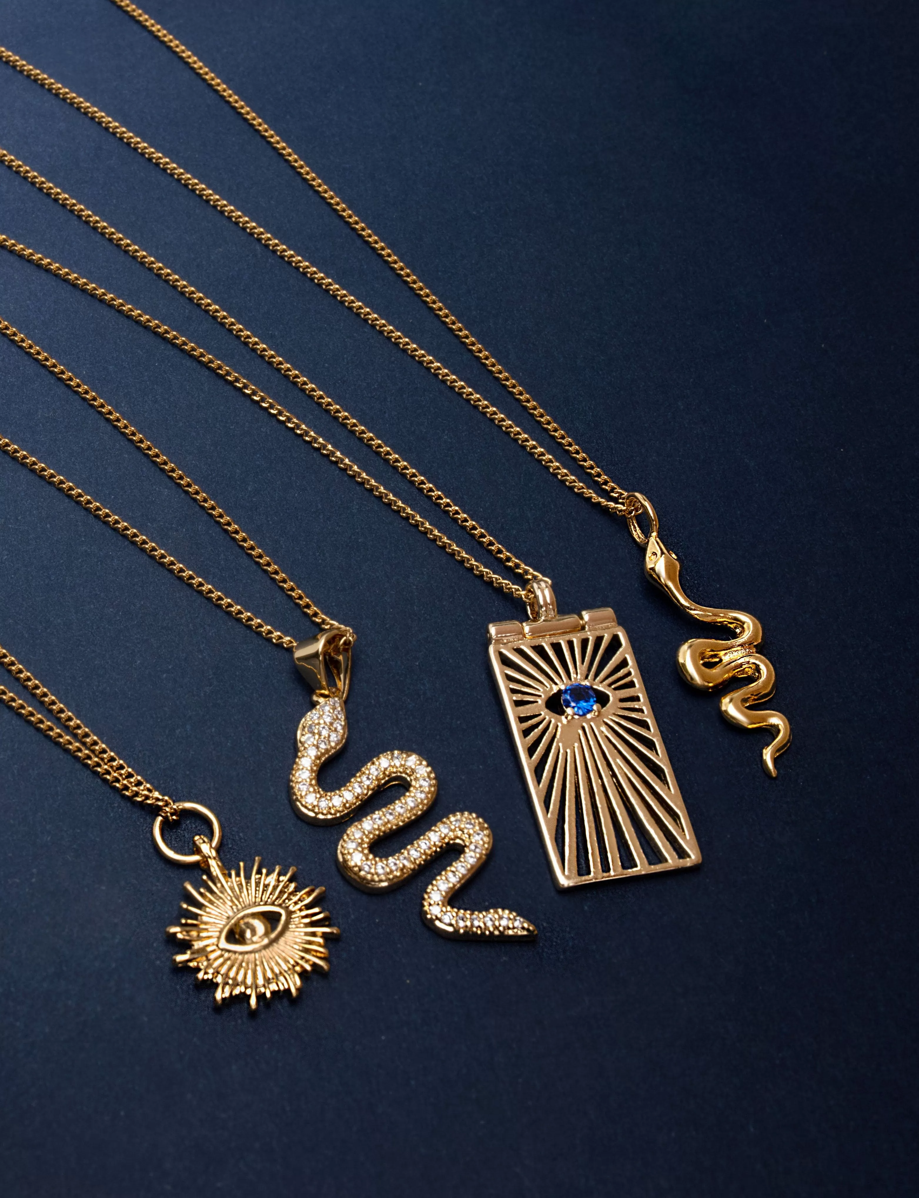 Gold Necklace with Evil Eye Tag