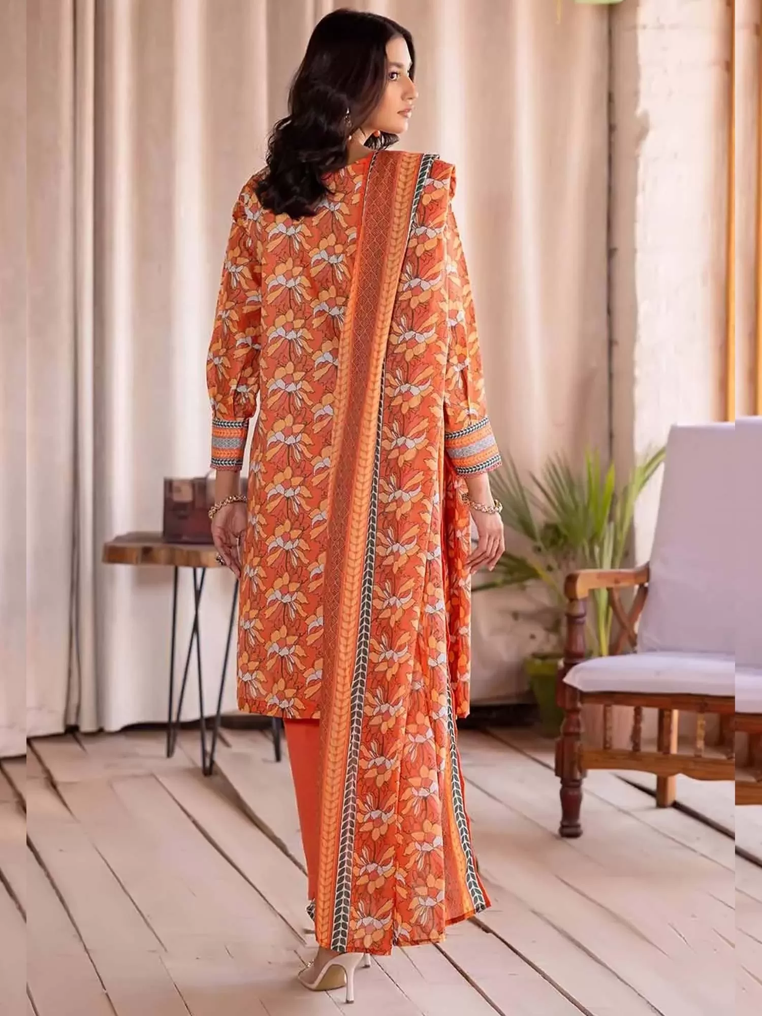 Gul Ahmed Lawn "Summer Solstice" Unstitched Orange 3-Piece (CL-32397-A)