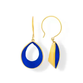 Handmade Gold Plated Silver Royal Blue Dangle Earrings