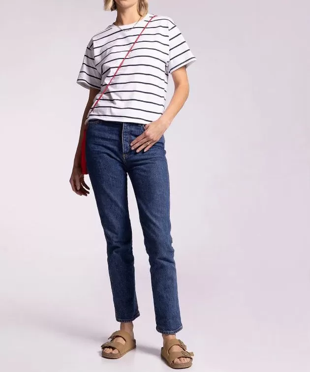 Katelin Tee - White/Navy Stripe