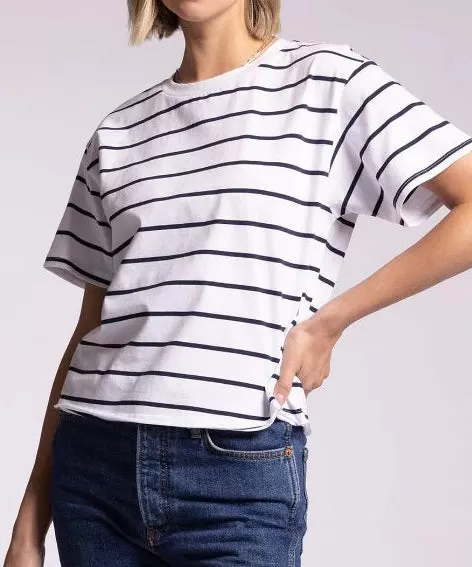 Katelin Tee - White/Navy Stripe