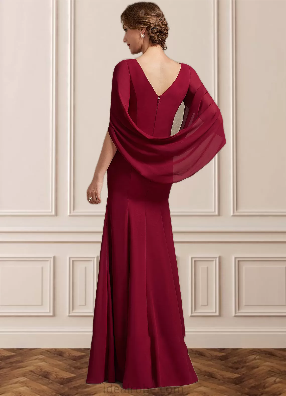 Kimora Trumpet/Mermaid Scoop Neck Floor-Length Chiffon Mother of the Bride Dress With Ruffle STK126P0014842