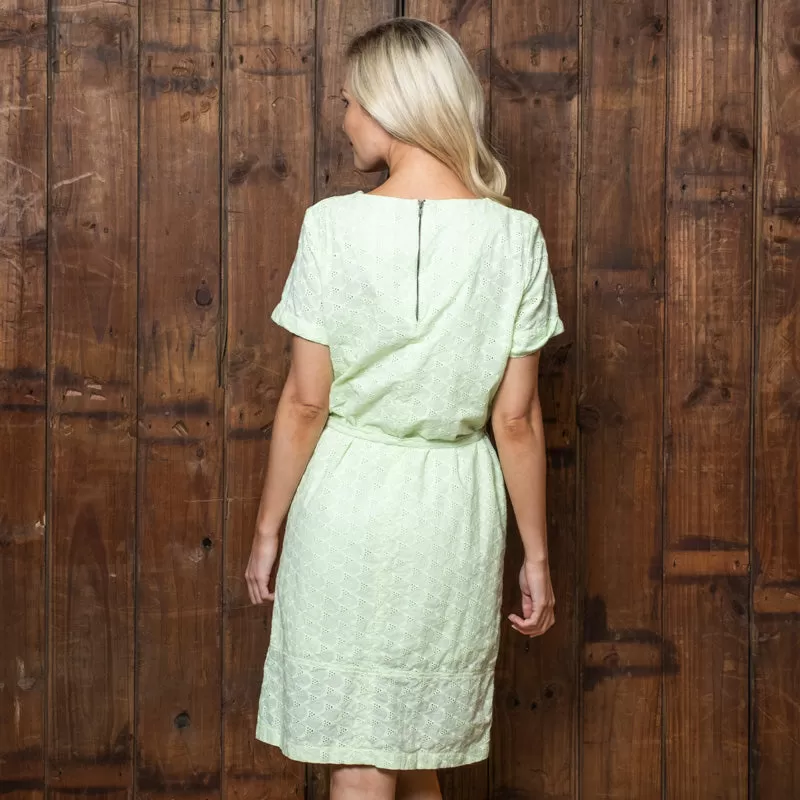 Kingsley Heath Luxe Button Keyhole Shift Dress Sage