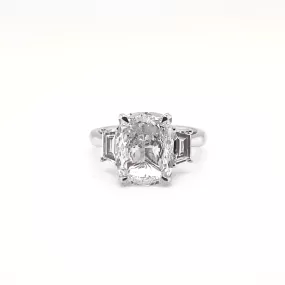 LIMAS 4 Carat Cushion Cut Lab Grown Diamond Engagement Ring Three Stone  IGI Certified