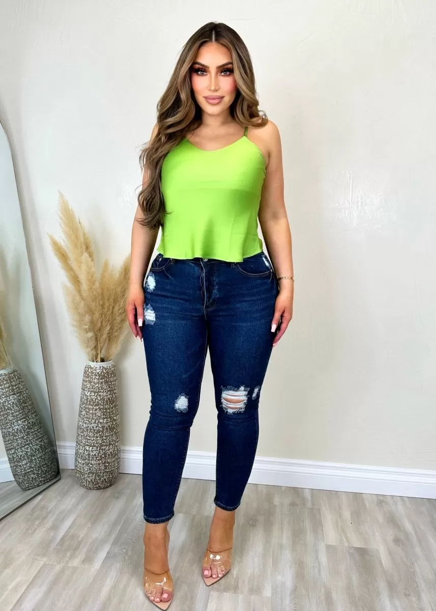 Lissa Satin Top Green