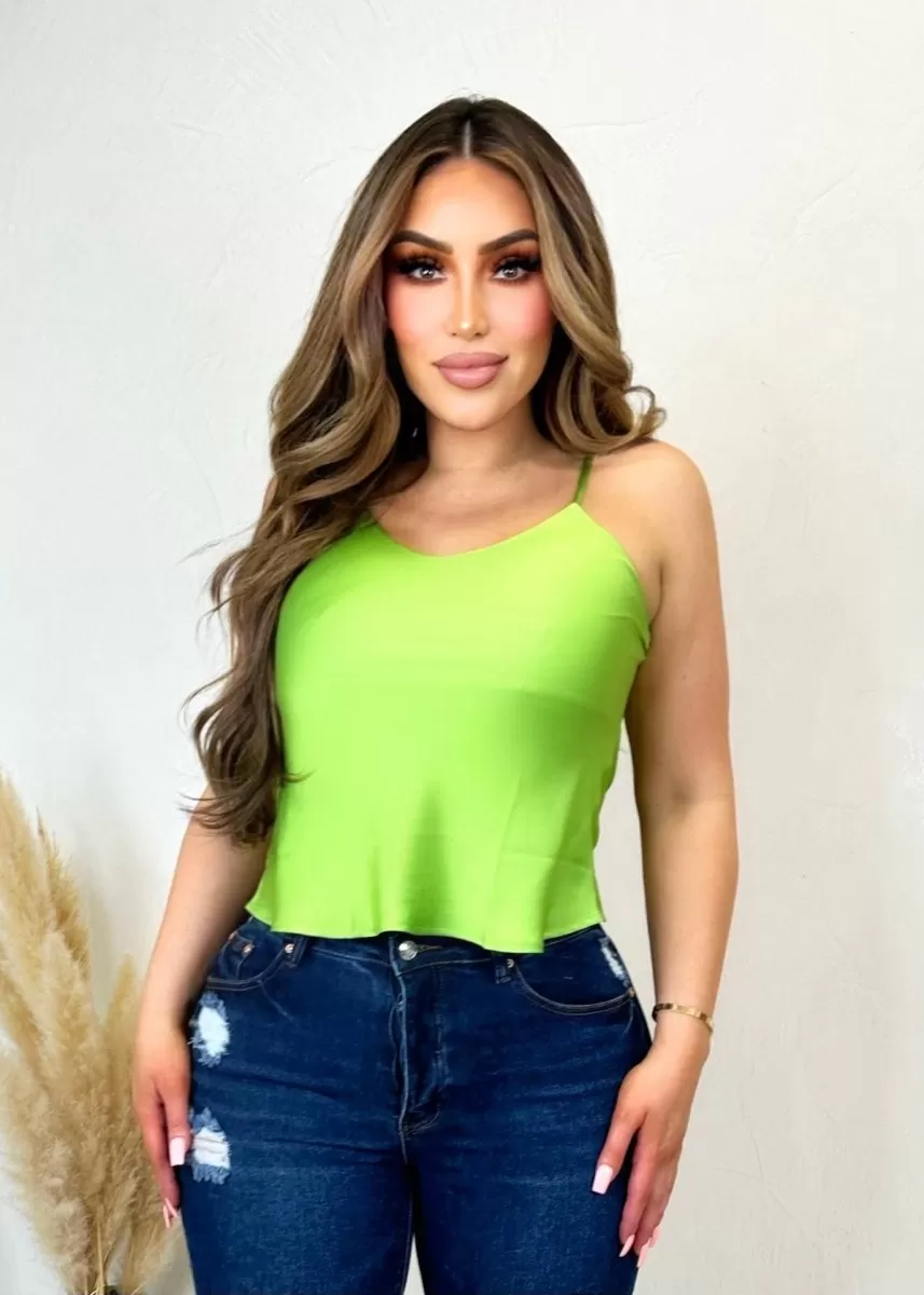 Lissa Satin Top Green