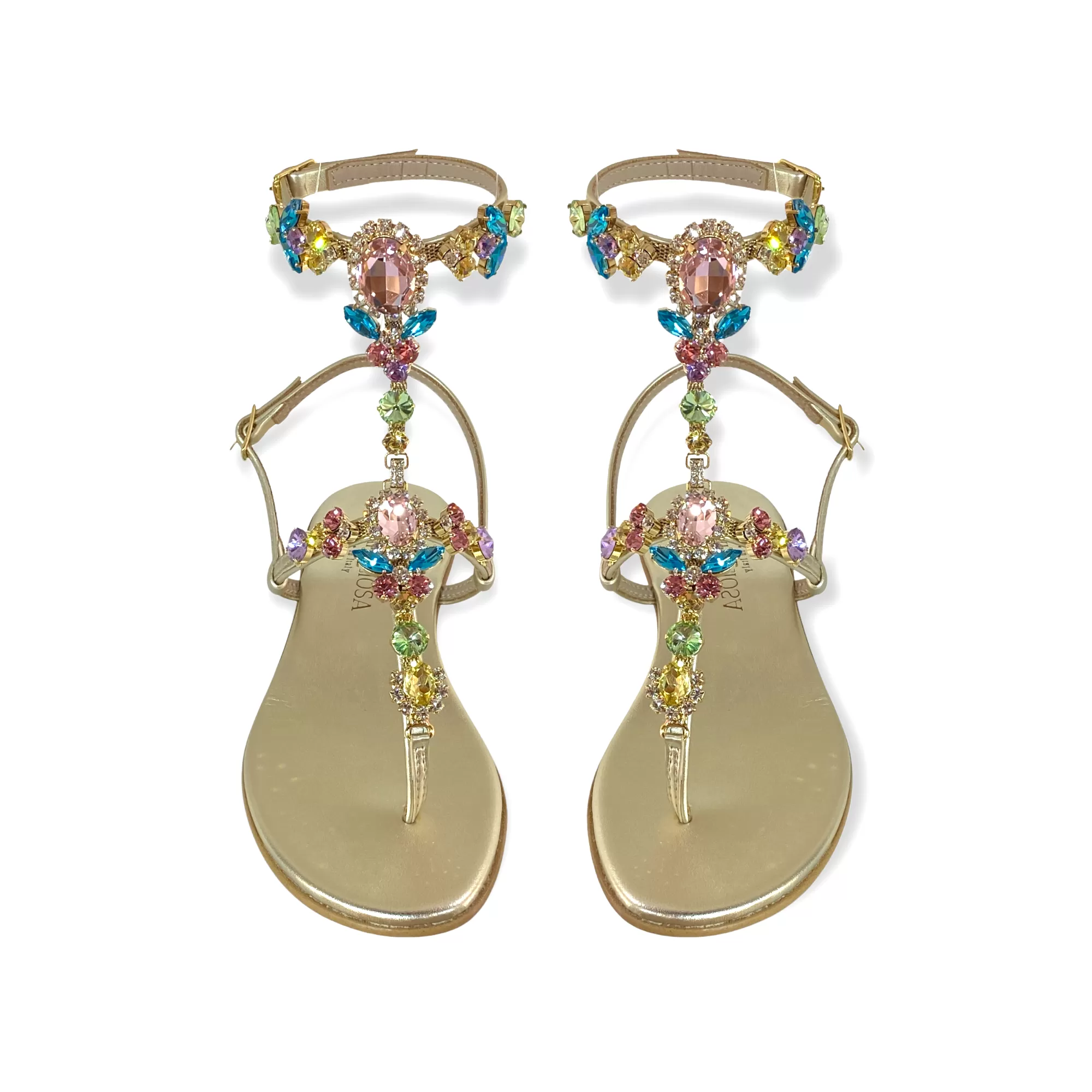 Lucrezia multicolor-crystal flat jewel sandal