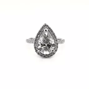 LUNE 3 Carat Pear Shaped Lab Grown Diamond Engagement Ring Halo IGI Certified