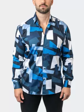 Maceoo Stretch Shirt | Fibonacci BlocksRetro 42 Blue