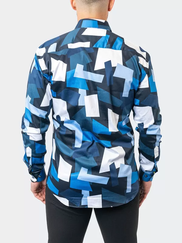 Maceoo Stretch Shirt | Fibonacci BlocksRetro 42 Blue