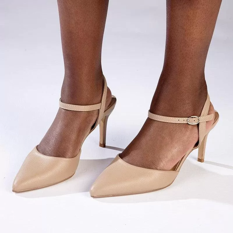 Madison Dina 2 Slingback With Ankle Tie - Nude