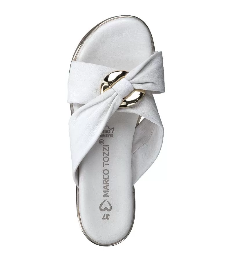 Marco Tozzi Womens White Crossover Leather Sandal - 2-27133-42