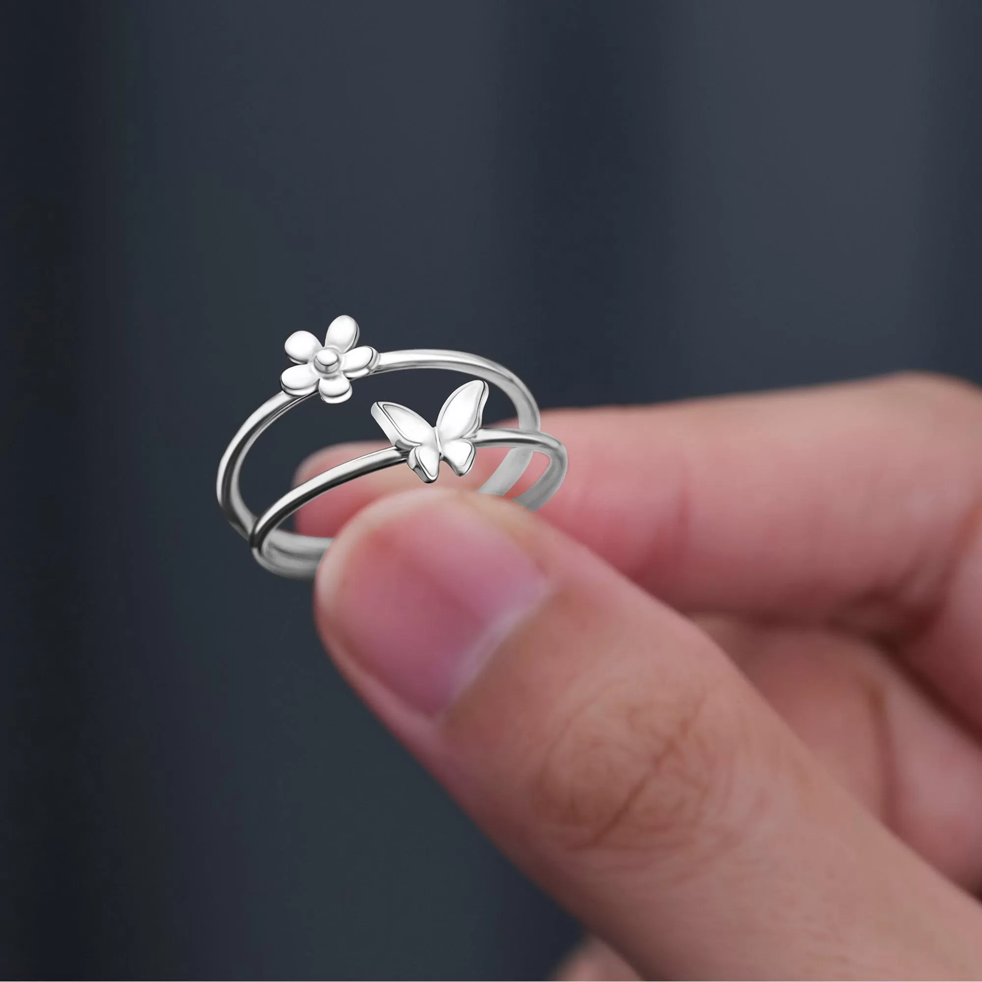 Mini Butterfly Ring Sterling Silver