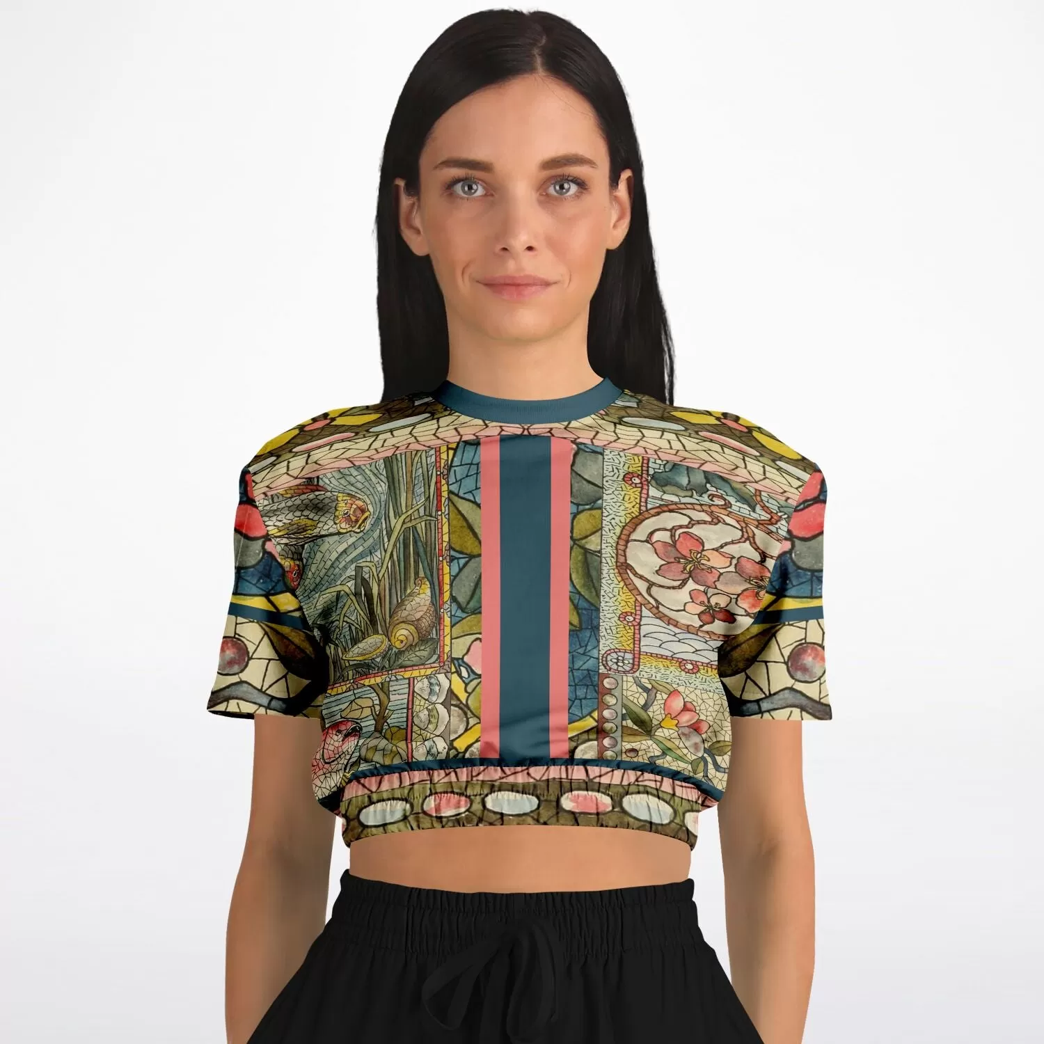 My Mosaic Life Short Sleeve Cropped Eco-Poly Sweater