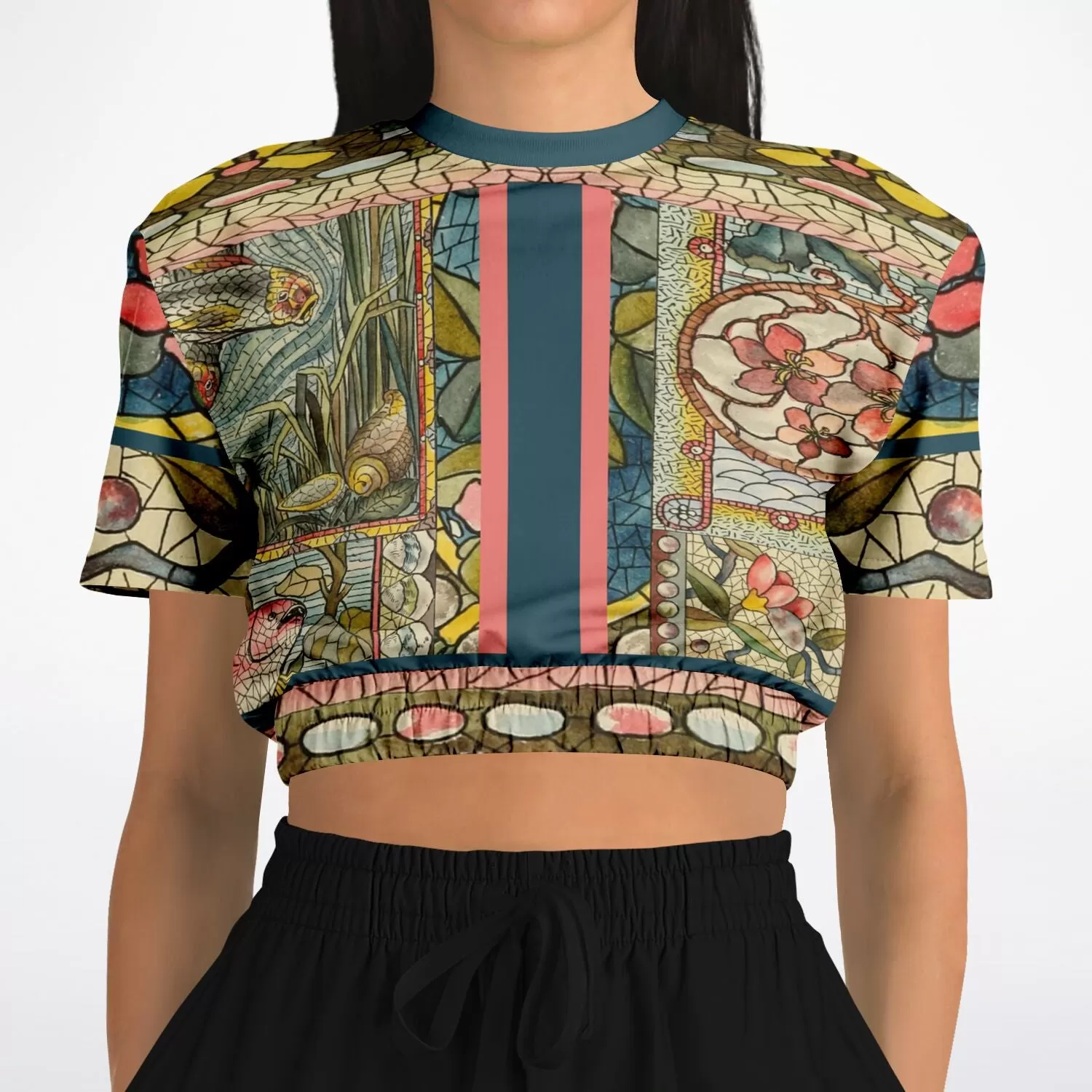 My Mosaic Life Short Sleeve Cropped Eco-Poly Sweater