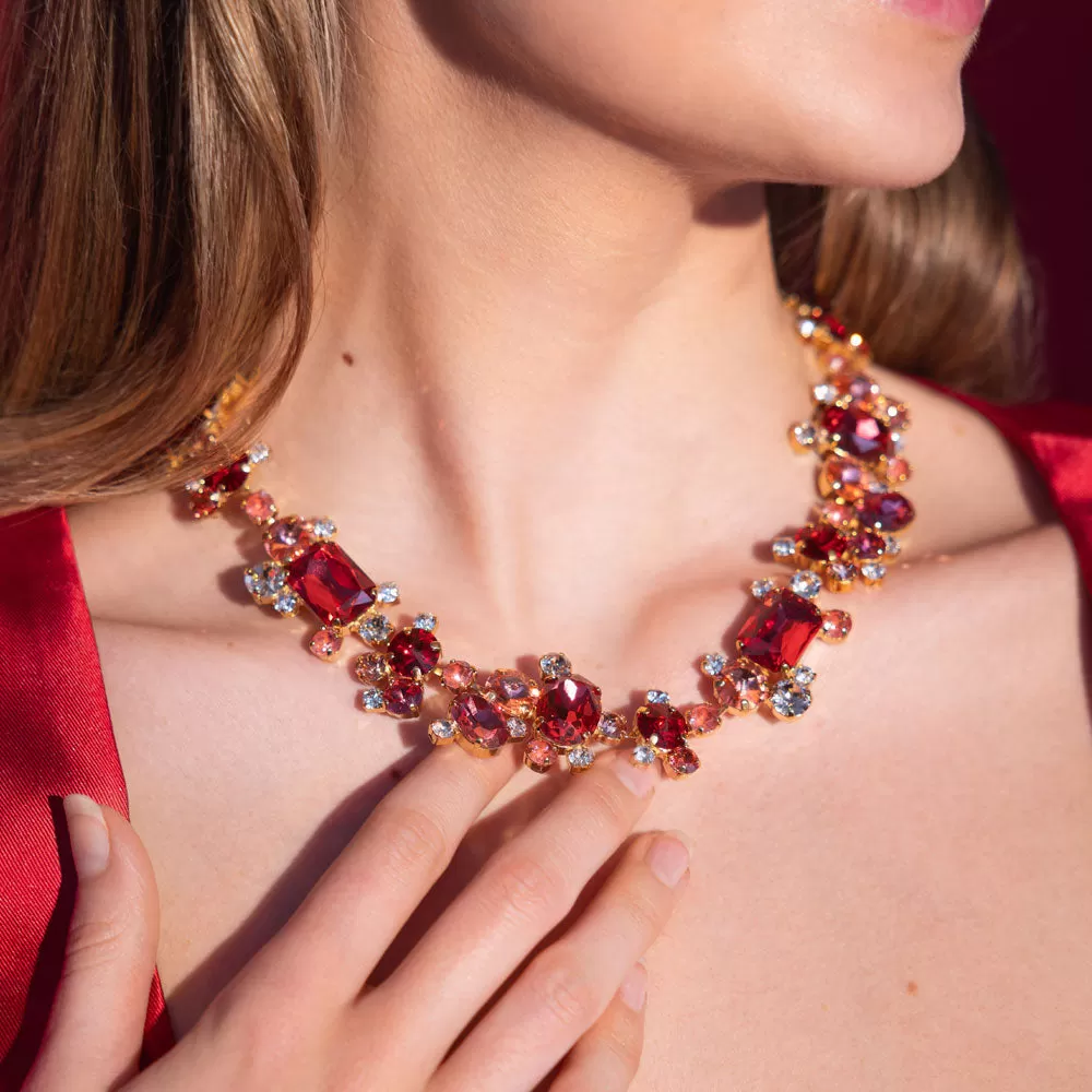 Noora Necklace / Mulberry Red Combo