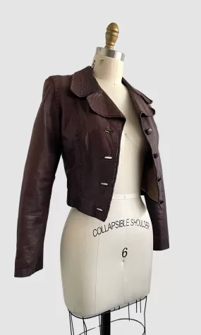 NORTH BEACH LEATHER 60s Crop Handcrafted Rockstar Jacket, Size X Small