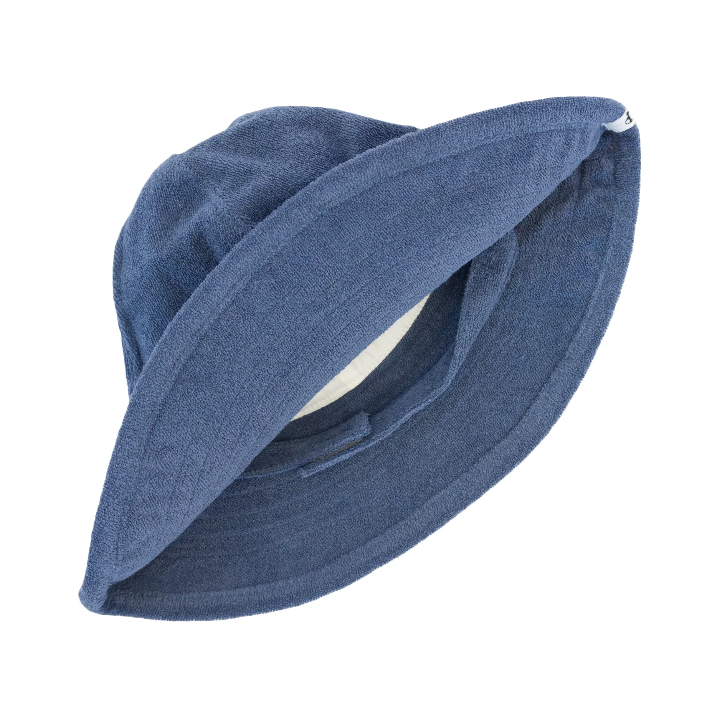 oh baby! Cotton Terry Sun Hat with Strap - Denim