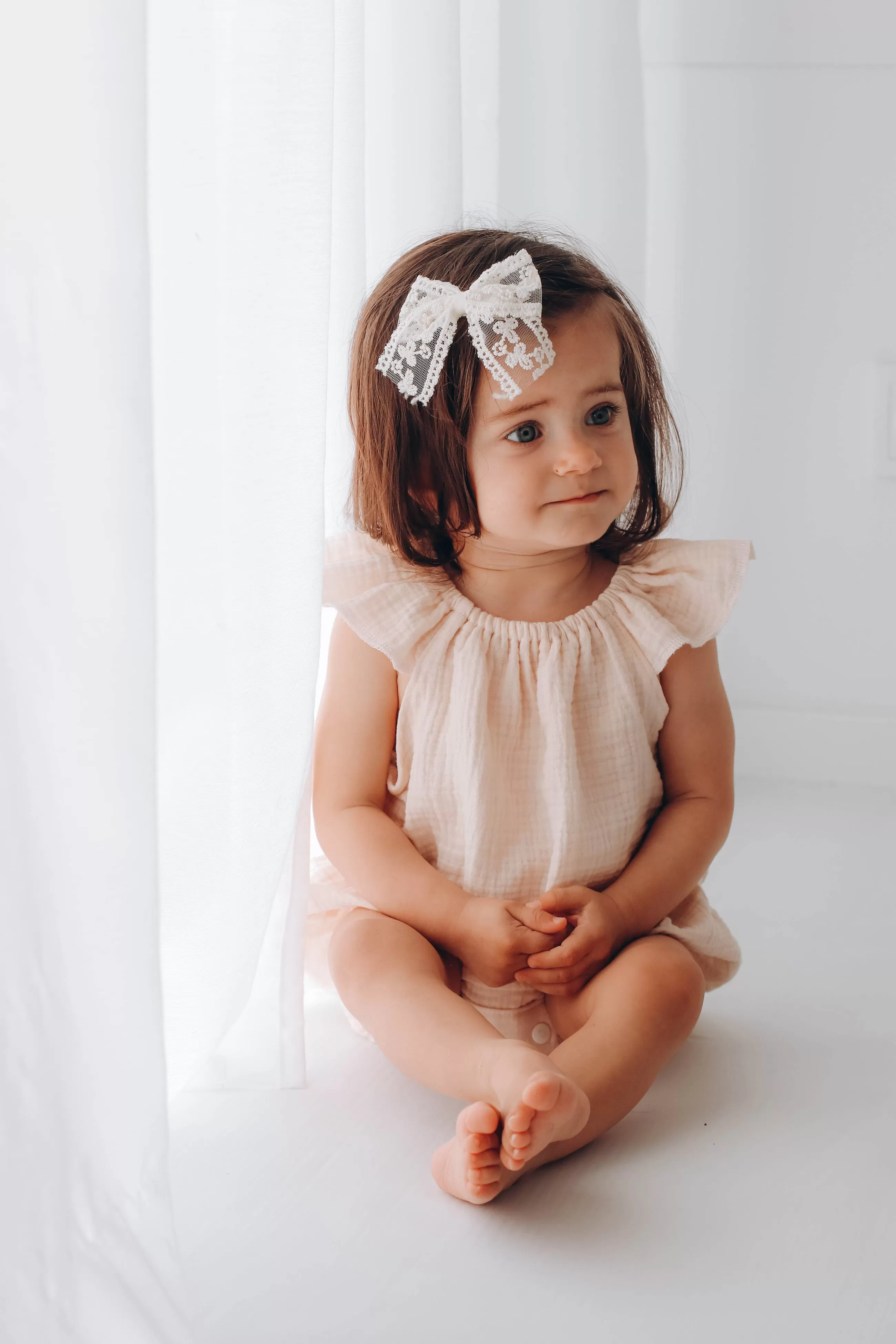 Organic  Muslin Romper  with ruffle sleeves {choose your colour }