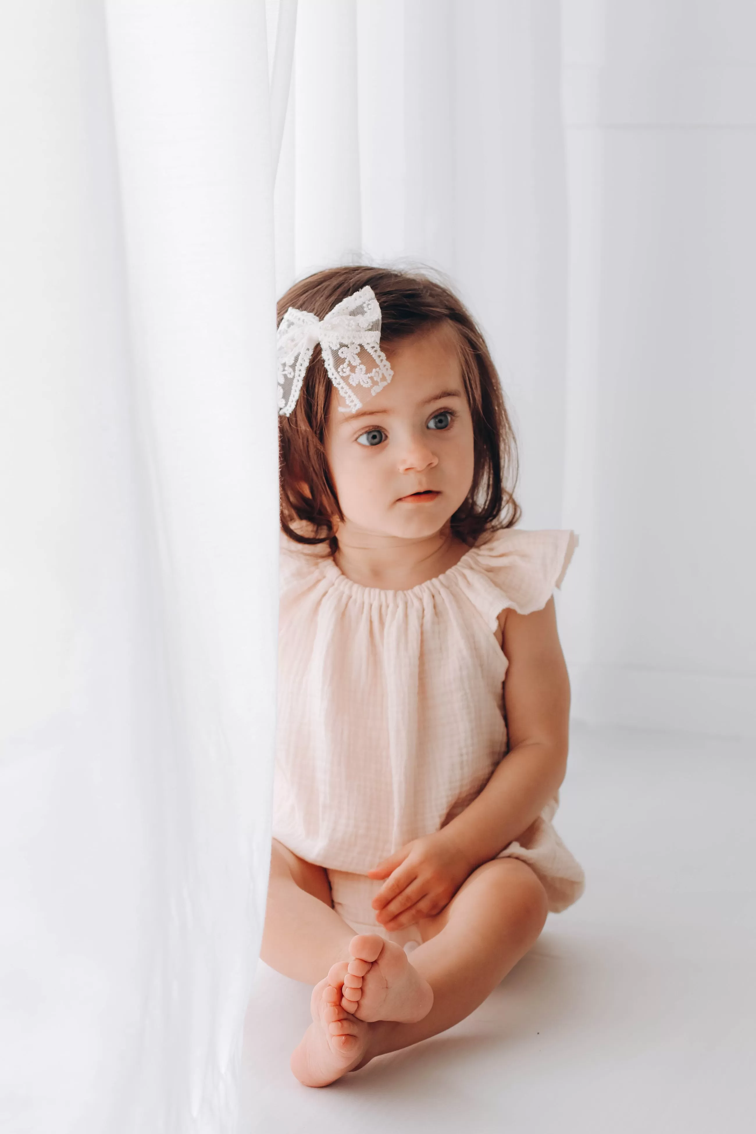 Organic  Muslin Romper  with ruffle sleeves {choose your colour }