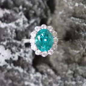 Oval Cut Paraiba Tourmaline Engagement Ring Cocktail Ring in Sterling Silver