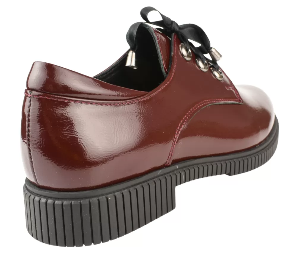 Pantofi casual, dama, ADA SHOES, 2227 bordo, piele lacuita