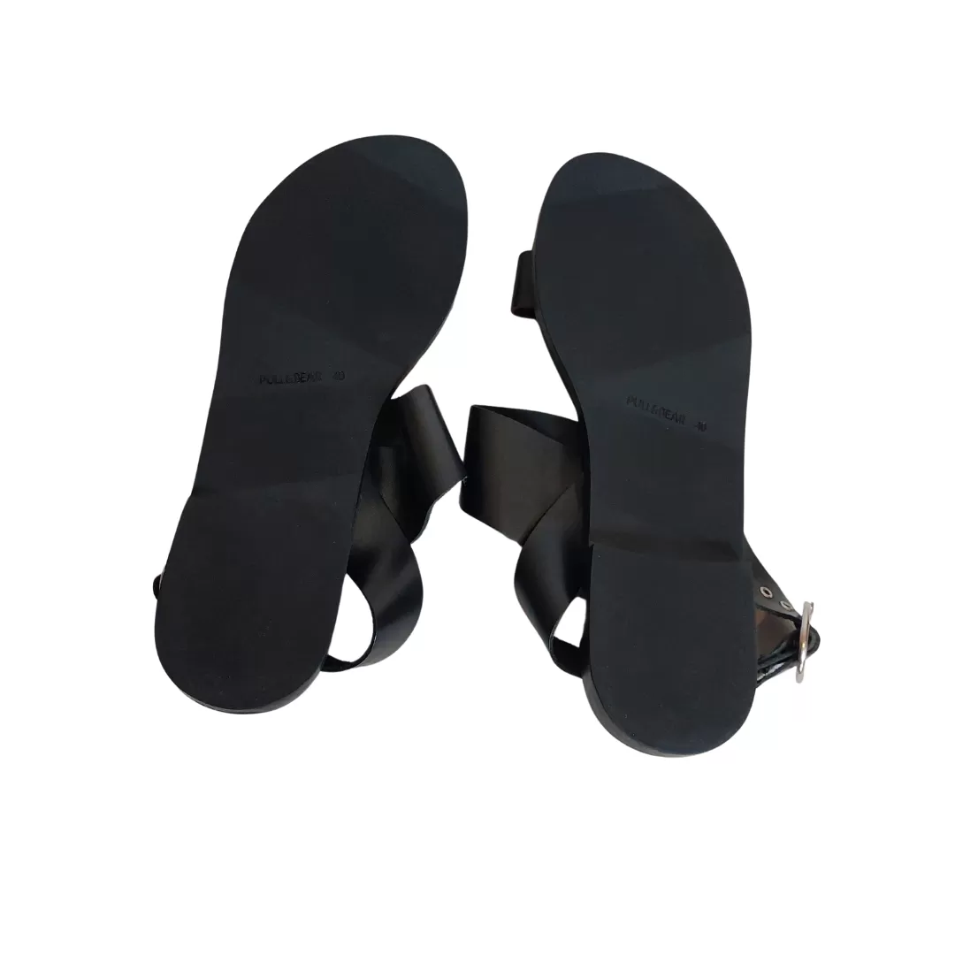 Pull & Bear Black Strappy Flats | Brand New |